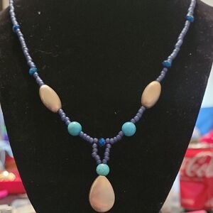 Elegant Blue and Silver Beaded Necklace